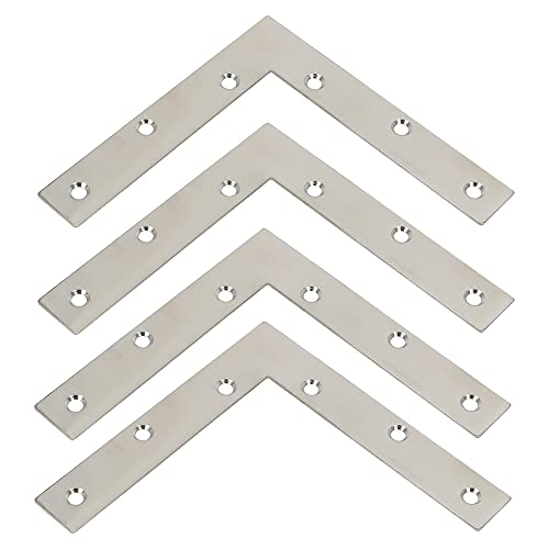 Flachwinkel 90 Grad, SAYAYO Flachverbinder Edelstahl Winkelverbinder 150x150 Möbelwinkel Klammern L-form Reparaturplatte Eckwinkel für Plattenverbindung Tabelle Stuhl Bücherregal, EJ7150L-4P-EU von SAYAYO