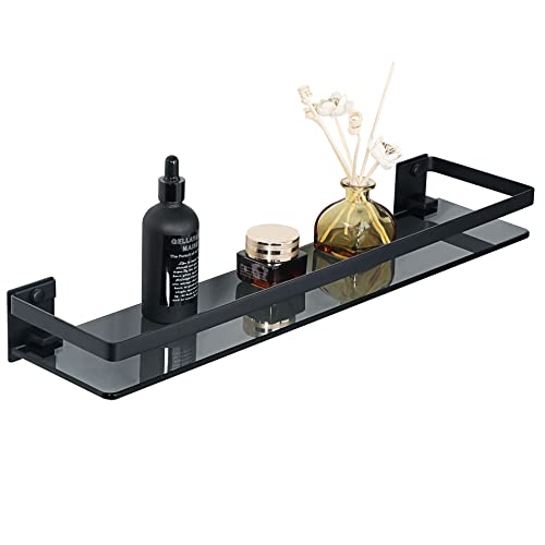 SAYAYO Duschablage Duschregal Schwarz Edelstahl Glasregal Badezimmer Regal Shower Shelf Shampoo Halterung für Bad und Küche 500mm x 125mm x 60mm, EGDL1001-50-B von SAYAYO