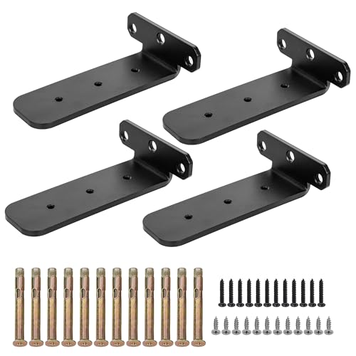 SAYAYO Regalhalterung Schwarz Schwerlastwinkel Tablarträger 150mm Winkel Metall Wandmontage 4 Stück Regalhalterung Unsichtbar für Holz Regal von SAYAYO