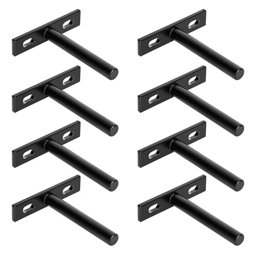SAYAYO Regalhalterung Unsichtbar, Tablarträger Schwarz Versteckte Regalhalterung Schwebende mit Schrauben für Wand Montage Dekoration Kabinett Möbel in Küche oder im Wohnzimmer 8 Stück, EJY70X75B-8P von SAYAYO
