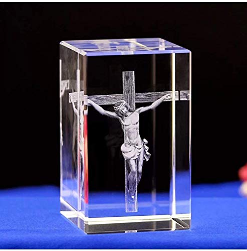 SAZDFY Jesus Skulpturen Geschenke, Kristallglas Jesus Figuren, Christen Dekoration Würfel Gravur Statuen, 3D Laser geätzte Kristall Religiöse Ornamente Kunst von SAZDFY