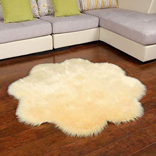 Ultra Weich Shaggy Teppich,Blume Geformt Kunstpelz Schaffell Teppich Stuhl Couch Cover Für Schlafzimmer Floor Sofa Wohnzimmer Dekorative Teppiche-Aprikose 50x50cm(20x20inch) von SAZDFY