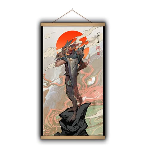 SB little Shan Hai Scrolls Hängendes Poster League of Legends Videospiel japanische chinesische Schriftrolle Kunstdruck Leinwand Wanddekoration (39,9 x 71,1 cm) von SB little