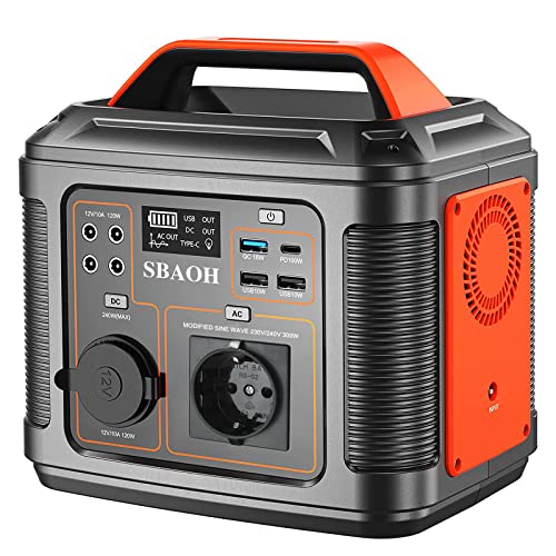 Tragbares Power Station 300W, SBAOH 296Wh Generator Schnellladung-230V AC Steckdosen/DC Ports und LED Taschenlampe,Mobile stromgenerator für Reise/Camping/Outdoor von SBAOH
