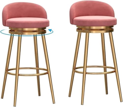 Barstuhl, Thekenhocker, Barhocker, drehbar, 2er-Set, verstellbare Thekenhöhe, Hocker, gepolsterte Barhocker mit goldfarbenem Metall (Roze 75 cm Sitzhöhe) von SBCGFY