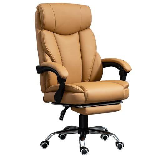 Brauner ergonomischer Bürostuhl mit verstellbarer Rückenlehne und Fußstütze, Gaming-Schreibtischstuhl aus PU-Leder mit hoher Rückenlehne, höhenverstellbarer Chefsessel mit Drehfunktion für Büro- und Brauner ergonomischer Bürostuhl mit verstellbarer Rückenlehne und Fußstütze, Gaming-Schreibtischstuhl aus PU-Leder mit hoher Rückenlehne, höhenverstellbarer Chefsessel mit Drehfunktion für Büro- und von SBCGFY