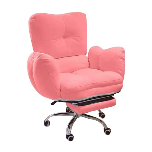Breiter Sitz, Videospielstühle, Computer-Schreibtischstuhl, Drehstuhl mit hoher Rückenlehne, bequemer Sessel mit Rollen und Stahlbasis(Rosa mit Fußstütze) von SBCGFY