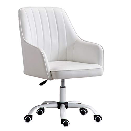 Ergonomischer, moderner Drehstuhl für den Schreibtisch, PU-Leder, 360° drehbarer Sessel, Empfangsstuhl, Arbeitsstuhl für das Homeoffice, Konferenzzimm(Weiß) von SBCGFY