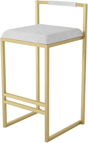 Frühstücksstuhl für die Küche, moderner, leichter Luxus-Hochstuhl, Samtsitz, schmiedeeiserne Beine, einfacher Schreibtisch, Frühstücksstuhl (Weiß + Gold, Sitzhöhe 65 cm) von SBCGFY