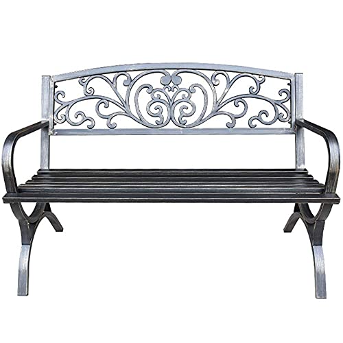 Gartenbänke, Parkbänke im Freien, gusseiserne Gartenbänke, Wintergarten, Terrasse, Rasen oder Gartensitz - 2-Sitzer(Tischbeine in Form eines Kreuzes aus Bronze) von SBCGFY