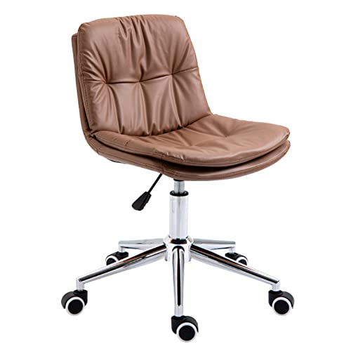 Home Mid Back PU-Leder Schreibtischstuhl Armless Computerstuhl Ergonomischer Task Rolling Swivel Chair(Braun) von SBCGFY