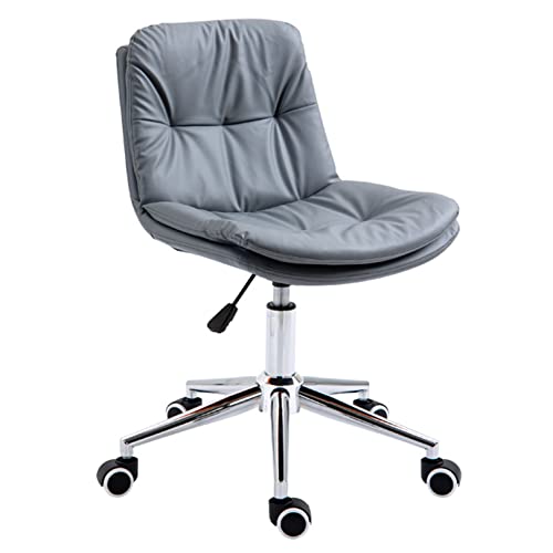 Home Mid Back PU-Leder Schreibtischstuhl Armless Computerstuhl Ergonomischer Task Rolling Swivel Chair(Grau) von SBCGFY