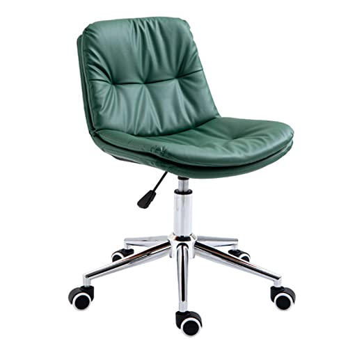Home Mid Back PU-Leder Schreibtischstuhl Armless Computerstuhl Ergonomischer Task Rolling Swivel Chair(Grün) von SBCGFY