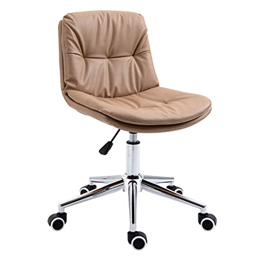 Home Mid Back PU-Leder Schreibtischstuhl Armless Computerstuhl Ergonomischer Task Rolling Swivel Chair(Khaki) von SBCGFY