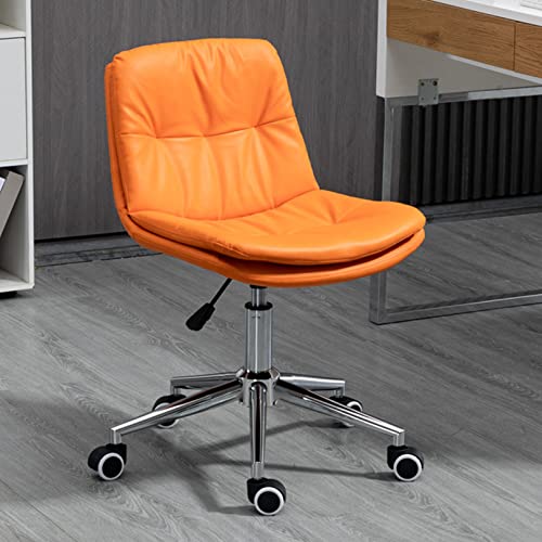 Home Mid Back PU-Leder Schreibtischstuhl Armless Computerstuhl Ergonomischer Task Rolling Swivel Chair(Orange) von SBCGFY