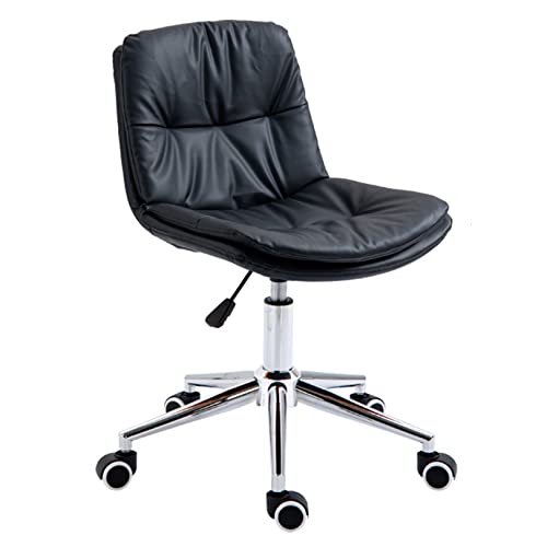 Home Mid Back PU-Leder Schreibtischstuhl Armless Computerstuhl Ergonomischer Task Rolling Swivel Chair(Schwarz) von SBCGFY