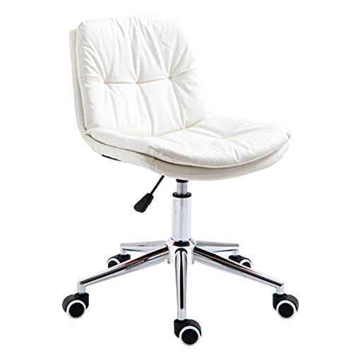 Home Mid Back PU-Leder Schreibtischstuhl Armless Computerstuhl Ergonomischer Task Rolling Swivel Chair(Weiß) von SBCGFY