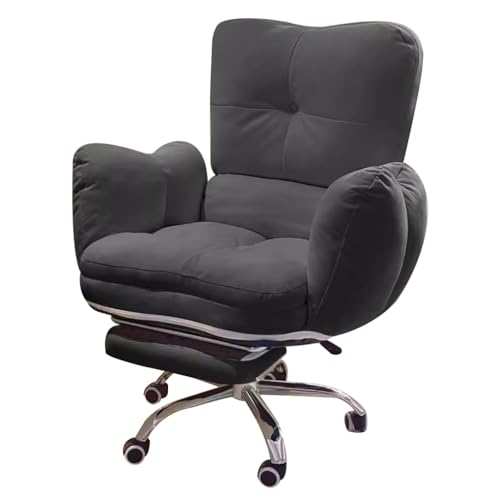 Lazy Sofa Gaming Chair Study Chair Ergonomische Bürostühle Liegestuhl für Schlafzimmer, Home-Office-Schreibtischstühle Rückenlehne Verstellbarer Schre(Grau B mit Fußstütze, Einheitsgröße) von SBCGFY