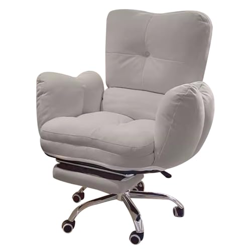 Lazy Sofa Gaming Chair Study Chair Ergonomische Bürostühle Liegestuhl für Schlafzimmer, Home-Office-Schreibtischstühle Rückenlehne Verstellbarer Schre(Grau mit Fußstütze, Einheitsgröße) von SBCGFY