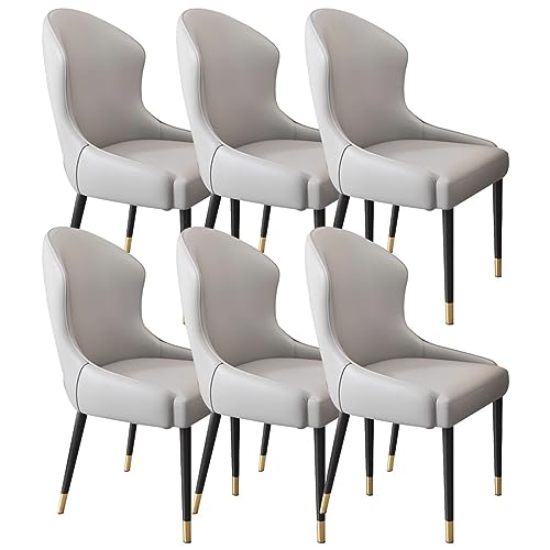 Luxuriöses Set mit 6 Leder-Esszimmerstühlen für Küche und Schlafzimmer, perfekt für das Ehezimmer oder das Balkonsofa. Moderne Wohnzimmerstühle in Off-White und(Hellgrau) von SBCGFY