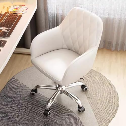 Moderner Computerstuhl, Home-Office-Schreibtischstuhl, PU-Leder mit Rollen, verstellbare Stühle, mittelhohe Rückenlehne, Arbeitszimmerstuhl für Schlaf(Größe Weiß) von SBCGFY