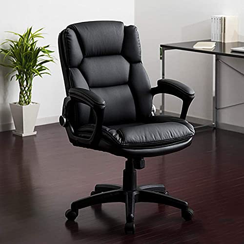 SBCGFY Büro-Computerstuhl, ergonomischer Bürostuhl, gepolstertes Kissen, bequemer Senior-Chefstuhl mit mittlerer Rückenlehne, Drehstuhl, Lederstuhl von SBCGFY