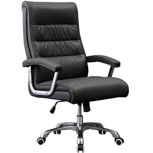 SBCGFY Bürostuhl, Drehstuhl aus echtem Leder, ergonomischer Komfort-Computerstuhl, Schreibtischstuhl für das Homeoffice mit Höhen- und 120°-Rückenlehnenverst(Schwarz) von SBCGFY