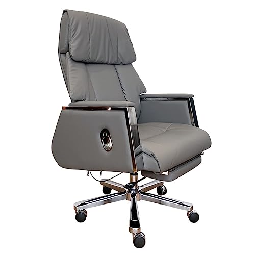 SBCGFY Bürostuhl aus Leder mit Fußpedal, Bequeme Rückenlehne, Verstellbarer Chefsessel für Zuhause, moderner Computer-Drehstuhl mit hoher Rückenlehne von SBCGFY