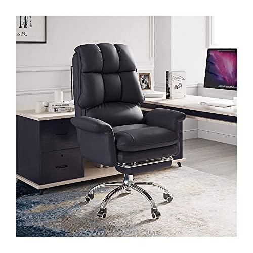 SBCGFY ChairExecutive Commercial Drehstuhl, Verstellbarer Bürostuhl mit hoher Rückenlehne, moderner Drehstuhl aus PU-Leder mit Fußstütze(Schwarz) von SBCGFY
