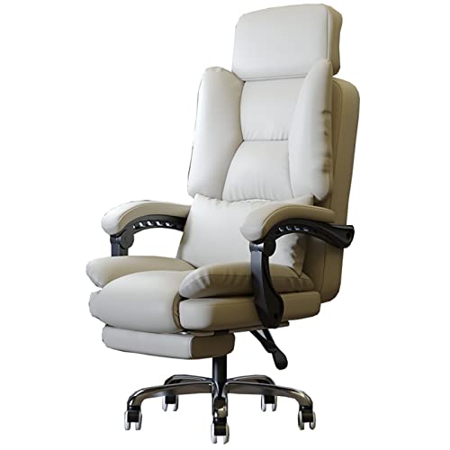 SBCGFY Chefsessel, ergonomischer Schreibtischstuhl mit hoher Rückenlehne, Gaming-Computerstuhl aus PU-Kunstleder mit gepolsterter Armlehne, drehbarer Liegese(Beige) von SBCGFY