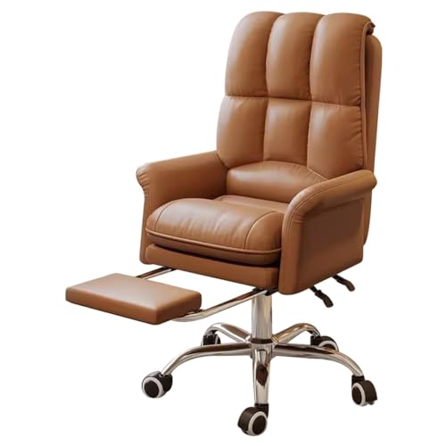 SBCGFY Computer-Gaming-Stuhl, Akzentstühle für Schlafzimmer, Videospielstühle, Drehbarer ergonomischer Bürostuhl für Schlafsäle, Computer-Schreibtischstuhl, (Braun mit Fußstütze) von SBCGFY