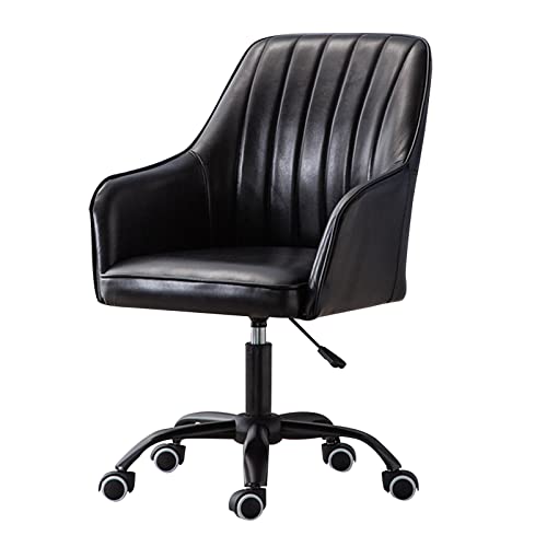SBCGFY Ergonomischer Bürostuhl aus Leder mit Armlehne und Rückenlehne, 360° leise Rollen, Computerstuhl in Grauschwarz – höhenverstellbarer Drehstuhl(Schwarz) von SBCGFY