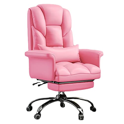 SBCGFY Ergonomischer Chefsessel mit Fußstütze, Drehstuhl aus PU-Leder, Computerstuhl mit Lordosenstütze und geräuscharmen Rollen(Rosa) von SBCGFY