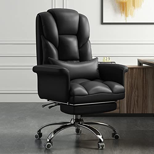 SBCGFY Ergonomischer Chefsessel mit Fußstütze, Drehstuhl aus PU-Leder, Computerstuhl mit Lordosenstütze und geräuscharmen Rollen(Schwarz) von SBCGFY