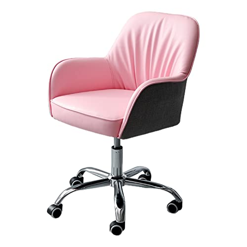 SBCGFY Ergonomischer Drehstuhl für Schreibtisch, Computerstuhl aus Leder auf Rollen mit Armlehnen und bequemer Rückenlehne für Schlafzimmer, Wohnzimmer, Stud(Rosa Orange) von SBCGFY