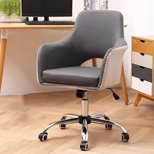 SBCGFY Ergonomischer Drehstuhl für das Homeoffice mit Armlehne – Stilvoller und bequemer Arbeitsstuhl aus PU-Leder fürs Arbeitszimmer – Computer-Bürostuhl(Grau/Größe A) von SBCGFY