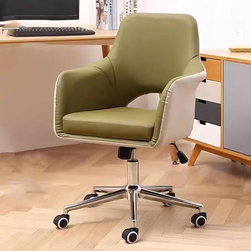 SBCGFY Ergonomischer Drehstuhl für das Homeoffice mit Armlehne – Stilvoller und bequemer Arbeitsstuhl aus PU-Leder fürs Arbeitszimmer – Computer-Bürostuhl(Grün/Größe B) von SBCGFY
