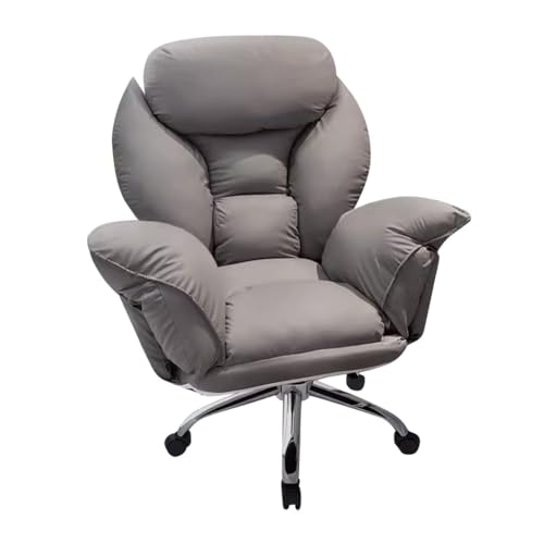 SBCGFY Gaming-Stuhl, Arbeitszimmerstuhl, Liegestuhl für Schlafzimmer, Schreibtischstühle mit Rollen, gepolsterter Drehstuhl, Lazy Lounge Chair, Kippfunktion(Hellgrau ohne) von SBCGFY