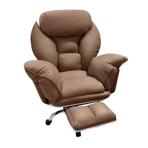 SBCGFY Gaming-Stuhl, Arbeitszimmerstuhl, Liegestuhl für Schlafzimmer, Schreibtischstühle mit Rollen, gepolsterter Drehstuhl, Lazy Lounge Chair, Kippfunktion(Kaffee mit Fußstütze) von SBCGFY
