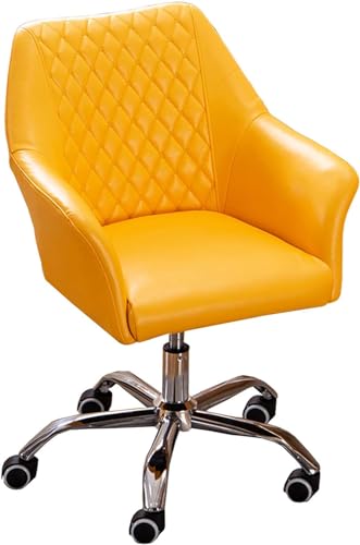 SBCGFY Gaming-Stuhl, PU-Lederpolsterung, mittelhohe Rückenlehne, Bürostuhl, 360°-Drehung, Computer-Schreibtischstuhl, höhenverstellbar mit Armlehnen – stilvo(Gelb) von SBCGFY