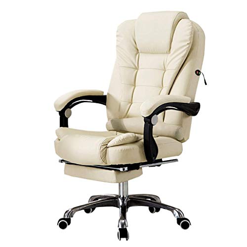 SBCGFY Gaming-Stuhl im Rennstil, hohe Rückenlehne, Chefsessel aus Leder, Computer-Schreibtischstuhl mit Fußstütze, moderner Drehstuhl für das Büro zu Hause(Beige) von SBCGFY