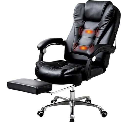 SBCGFY Gaming-Stuhl im Rennstil, hohe Rückenlehne, Chefsessel aus Leder, Computer-Schreibtischstuhl mit Fußstütze, moderner Drehstuhl für das Büro zu Hause(Schwarz) von SBCGFY