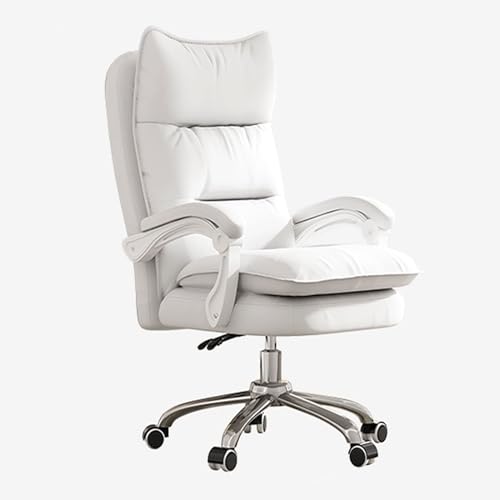 SBCGFY Großer und hoher Home-Office-Stuhl, ergonomischer Schreibtischstuhl mit Rollen, Dicke Rückenlehne für Erwachsene, Gaming-Stuhl mit Armlehne, höhenvers(Weiß ohne) von SBCGFY