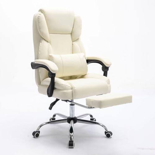 SBCGFY Großer und hoher ergonomischer Bürostuhl, Chefsessel für Computer, Schreibtischstühle mit Rollen, Drehsessel mit hoher Rückenlehne für das Arbeitszimm(Weiß) von SBCGFY