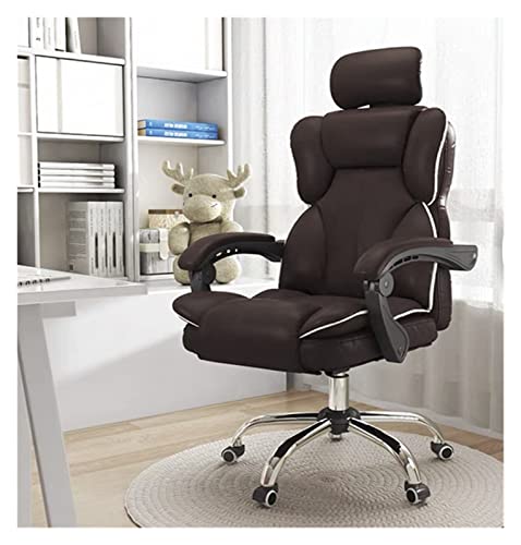 SBCGFY Home-Office-Schreibtischstühle, Drehstuhl, Gaming-Computer-Büro, Liegestuhl aus Leder, ergonomischer Drehstuhl(Curry, kein Pedal) von SBCGFY