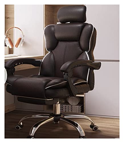SBCGFY Home-Office-Schreibtischstühle, Drehstuhl, Gaming-Computer-Büro, Liegestuhl aus Leder, ergonomischer Drehstuhl(Curry-Fußpedal) von SBCGFY
