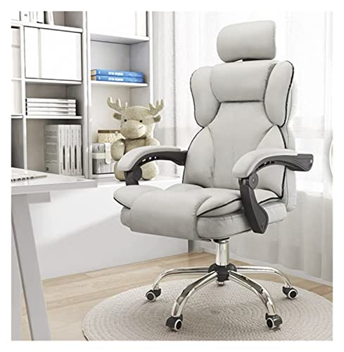 SBCGFY Home-Office-Schreibtischstühle, Drehstuhl, Gaming-Computer-Büro, Liegestuhl aus Leder, ergonomischer Drehstuhl(Grau, kein Pedal) von SBCGFY