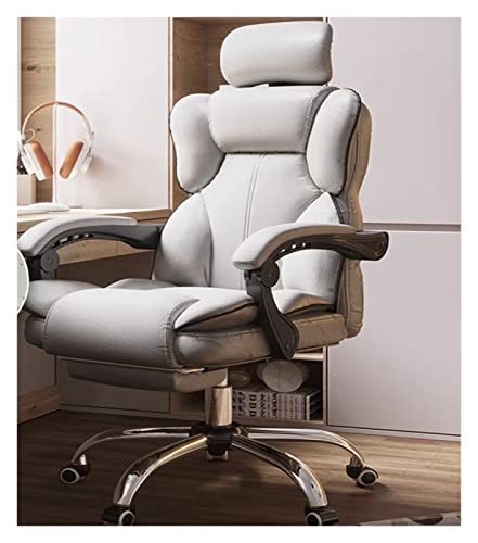 SBCGFY Home-Office-Schreibtischstühle, Drehstuhl, Gaming-Computer-Büro, Liegestuhl aus Leder, ergonomischer Drehstuhl(Graues Fußpedal) von SBCGFY