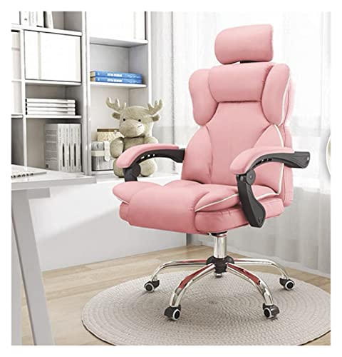 SBCGFY Home-Office-Schreibtischstühle, Drehstuhl, Gaming-Computer-Büro, Liegestuhl aus Leder, ergonomischer Drehstuhl(Rosa, kein Pedal) von SBCGFY