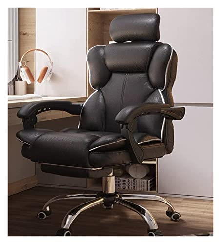 SBCGFY Home-Office-Schreibtischstühle, Drehstuhl, Gaming-Computer-Büro, Liegestuhl aus Leder, ergonomischer Drehstuhl(Schwarzes Fußpedal) von SBCGFY